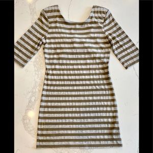 Bebe Green and Heather Gray Striped Tunic